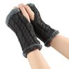Solid Color Knitting Fingerless Plush Gloves Arm Warmers Thicked Gloves Autumn Winter Mittens For Adult