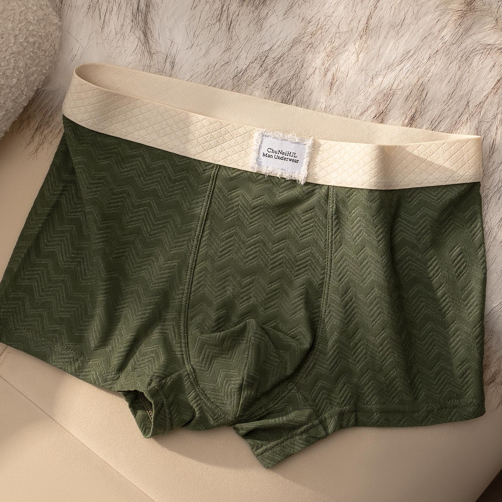 Men s Cotton Mid-Waist Plus Size Breathable Boxer Briefs - Solid Color for Autumn/Winter