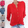 Autumn Shirts for Women with Long Sleeves Oversized Shirt Solid Color Buttons V-neck Pocket Spring  Tops