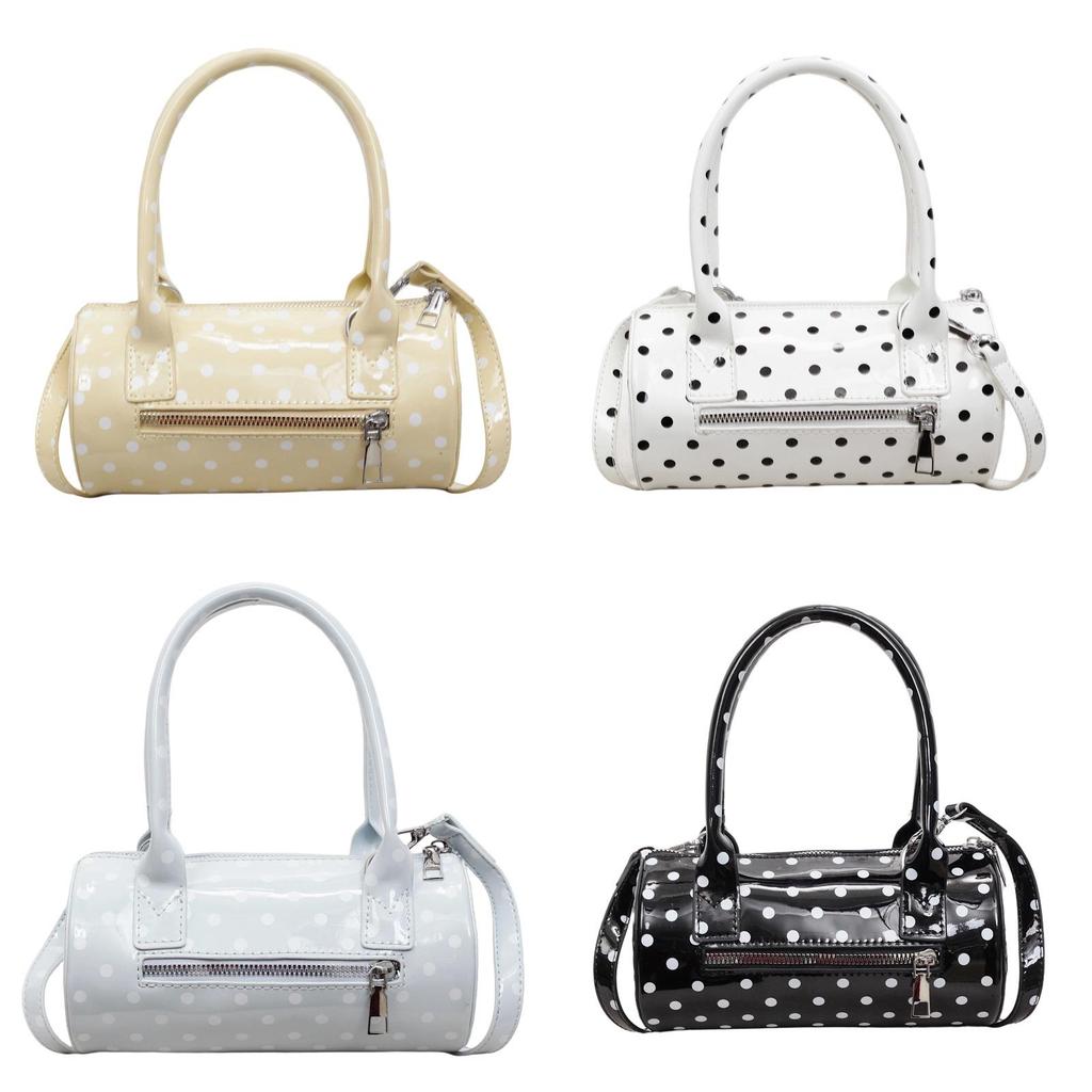 Pu Material Small Tote Bag For Women With Polka Dot Design For Daily Use