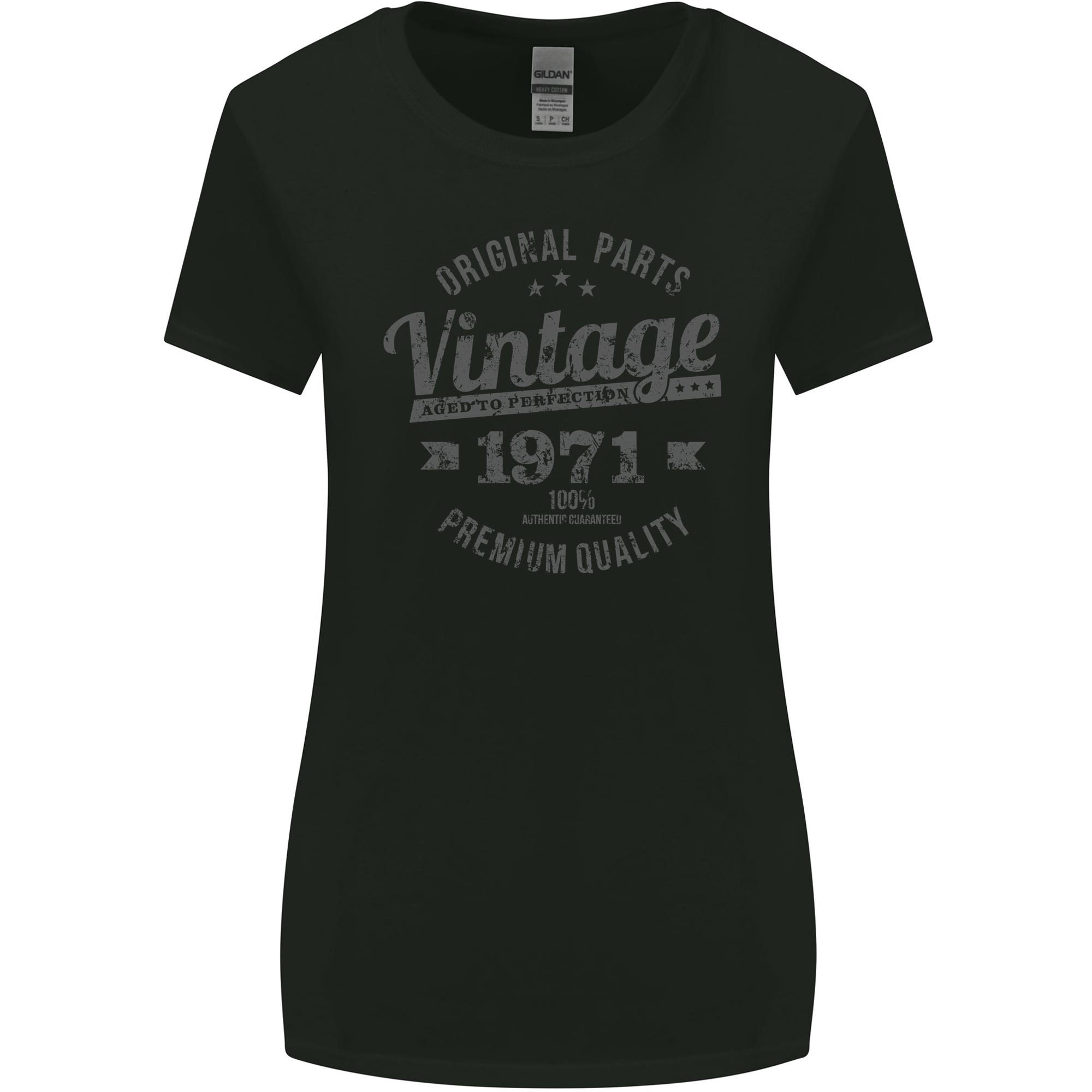 Vintage Year 55th Birthday 1971 Unisexs Wider Cut TShirt Black S