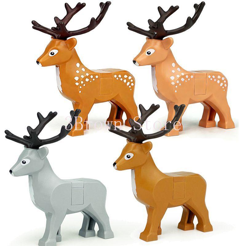 Afrikanische Wildtiere Bausteine Set Löwe Elefant Kamel Hirsch Wolf Giraffe Spielzeugmodell für Kinder Kreatives Kindergeschenk Stein S041