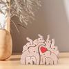 Wooden Elephant Family Puzzle Ornament Love Heart Mother Father Baby