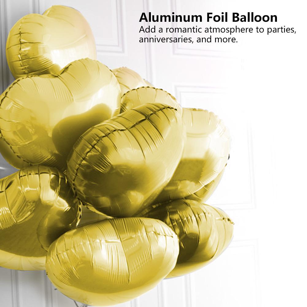 10 Stück 10" Herz Aluminiumfolienballons Party Hochzeit Geburtstag Deko (Gold)