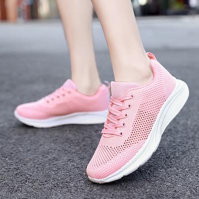 Fashion Women Sneakers Summer Hollow Breathable Sports Thick Sole Wear-resistant Lace Up Training Shoes Hot Selling Casual Running Shoes