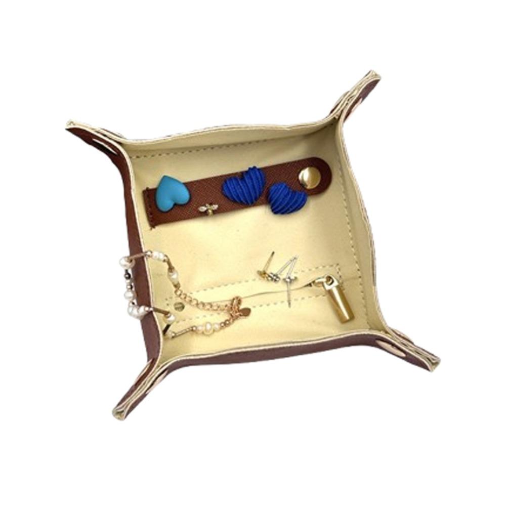 

Jewelry Bag Leather Desktop Storage Tray Storage Box Folding Organizer Jewelry Display Tray Travel коричневый