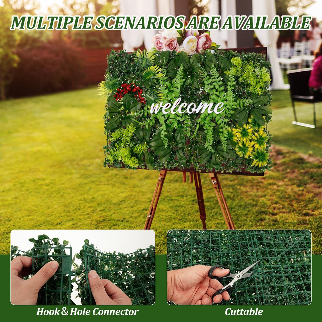 DIY Artificial Plant Wall Panel Plastic Hanging Grass Backdrop Wall Panel Outdoor Artificial Privacy Fence Screen For Home Garde
