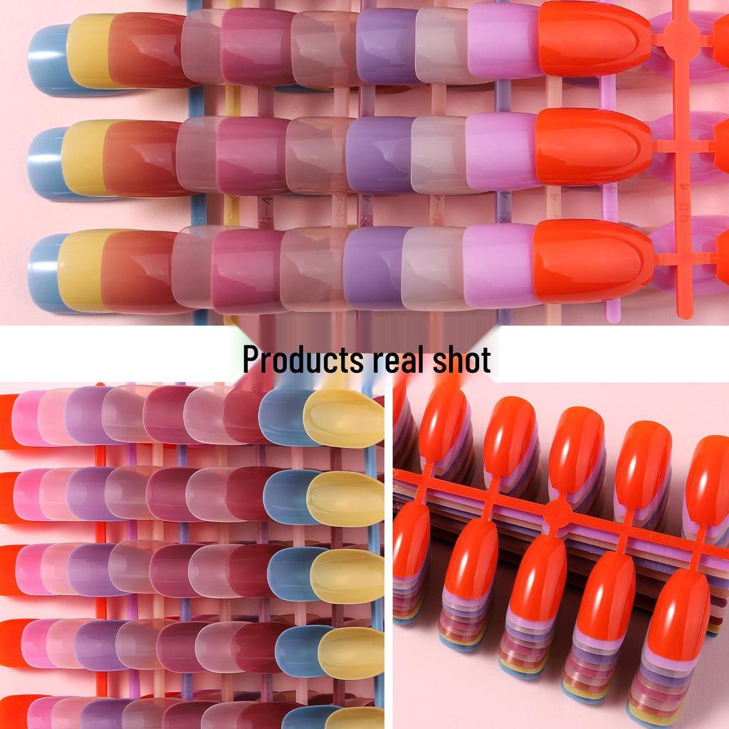 Colored Glitter Nail Art Tips - 240-Piece Set with Various Styles and Multiple Colors, Boxed Fake Fingernail Stickers