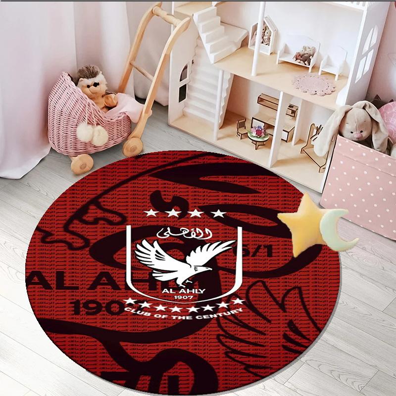 1PC round rug Ahly Football club Printed Round Area Rug ,Rug For Home Office, Round Chair Rug, Decorative Carpet Fan gifts Christmas gift