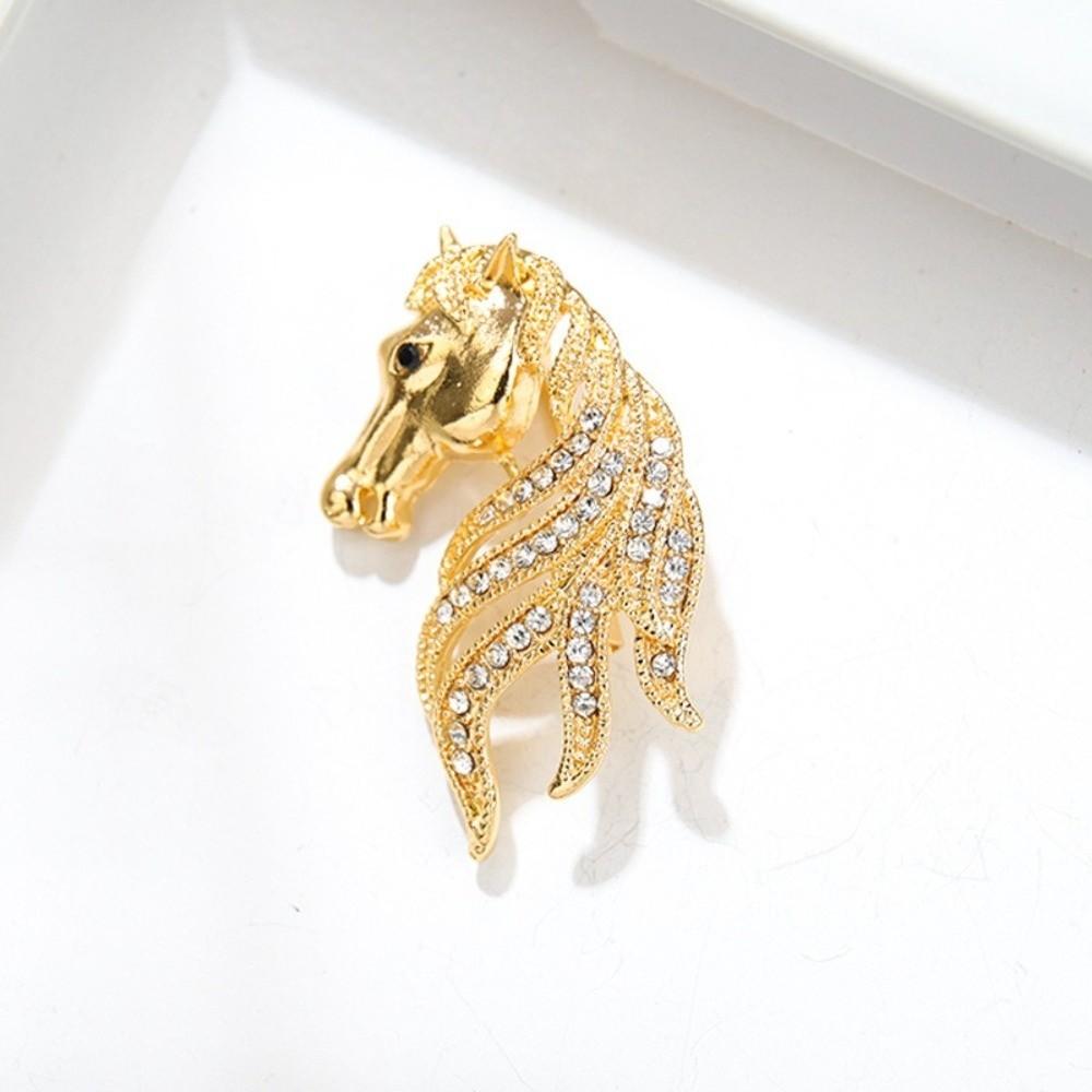 Broche de Caballo Vintage de Cristal Pin de Solapa de Lujo para Año Nuevo Broche de Animal Retro Accesorios para Mujer