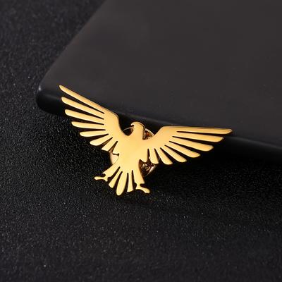 Goldfarbene Adlerflügel Broschen für Herren Punk Mode Geometrische Tiere Abzeichen Emblem Brosche Edelstahl Schmuck Geburtstagsgeschenk