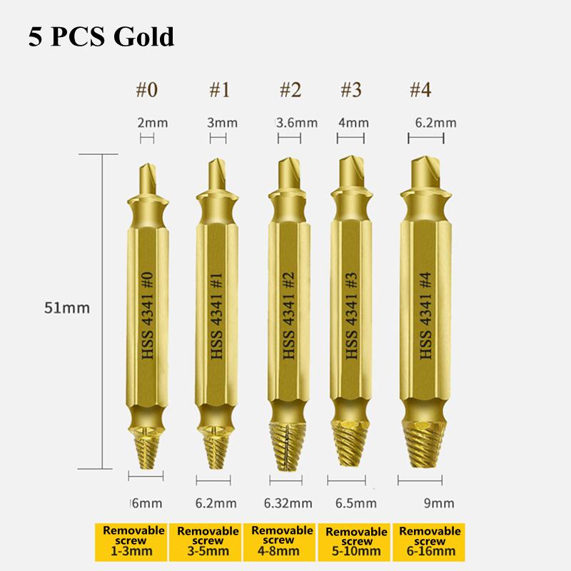 Damaged Screw Extractor Drill Bit Set Stripped Broken Screw Bolt Remover Extractor  Demolition Tools 4/5/6 PCS