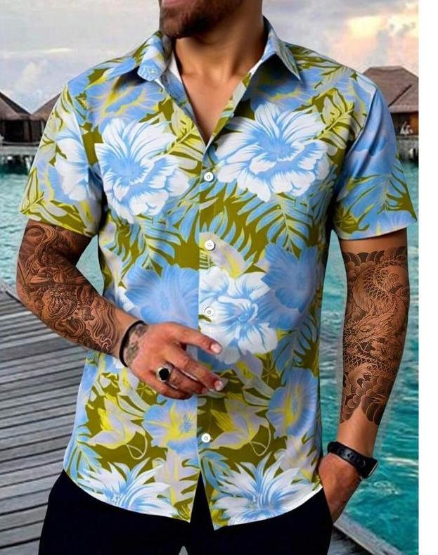 Spring and summer new fashion men's clothing men's short-sleeved shirt top cardigan source factory quick-drying short sleeves