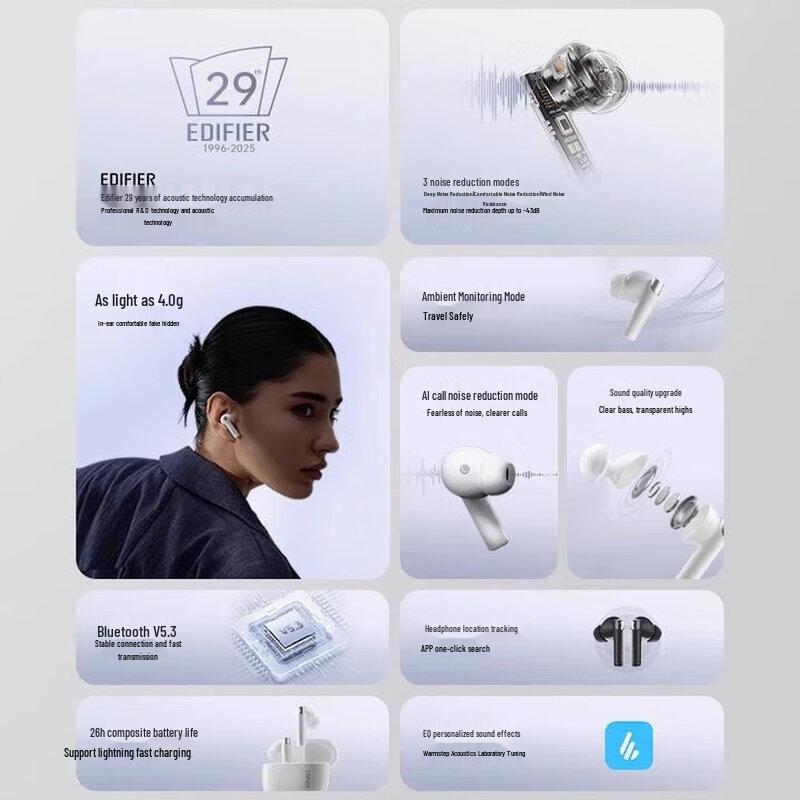 Edifier Zero Pro Semi-In-Ear ANC Bluetooth Earbuds