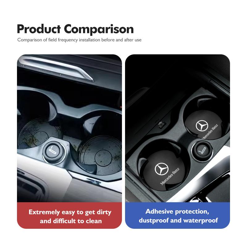 2025 Hot Universal Car Coaster Anti-Slip Mats Water Cup Drink Pads For Benz W202 W212 W126 W140 W168 W177 CLS GLE GLC GLS CLA