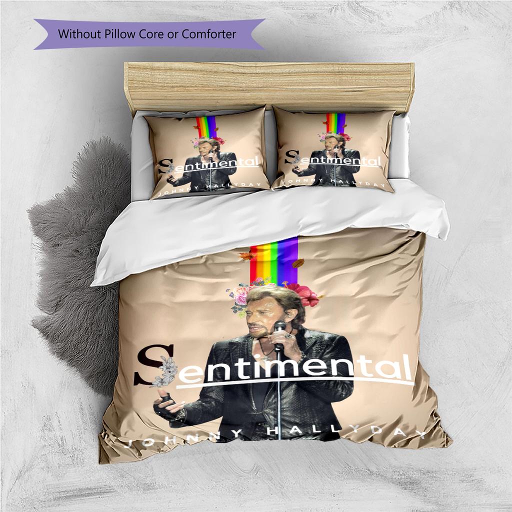 1PC Johnny Hallyday pattern Bedding Quilt Set Quilt Cover Pillowcase Home Decoration Birthday Gift (1 * duvet cover + 19 * pillowcase, without core)