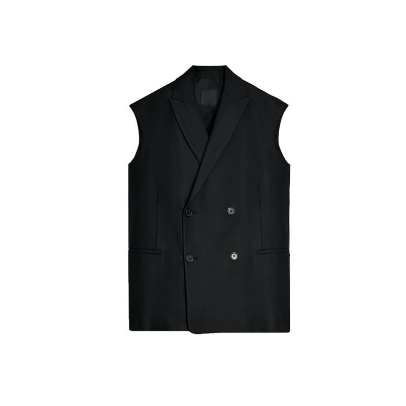 

Вискозный смесовый жилет свободного кроя с лацканами с выточками 2922051, декоративные ремешки, брюки плиссе со средней посадкой 3420602 Black Tops XS