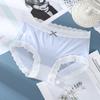 Ice Silk Cotton Lace Edge Girls' Underwear Breathable Mesh Antibacterial Thin Mid Waist Women's Triangle Panties