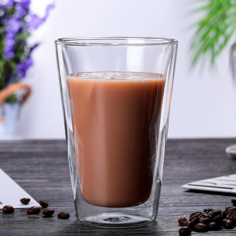 Double-wall Borosilicate Heat-resistant Glass Coffee Cup Insulated Milk Cup 380ml Without Handle