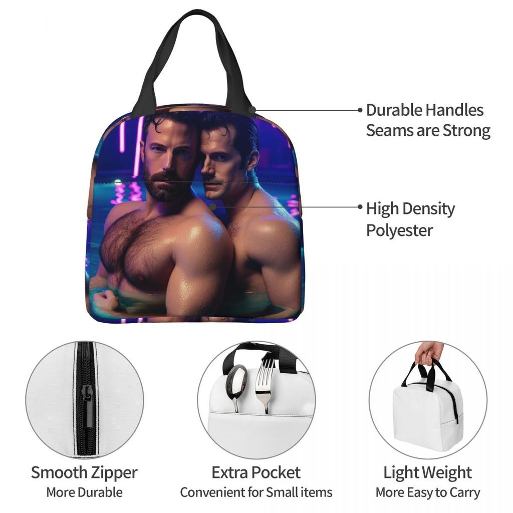 Ben Affleck And Henry Cavill Insulated Lunch Bag for Women Kids Portable Food Boxes Thermal Lunch Box Tote