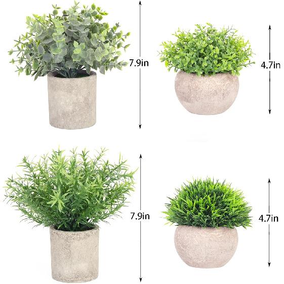 4 Pack Artificial Mini Potted Plants Fake Small Greenery Eucalyptus Plants In Pots for Home Office Desk Table Indoor Decor