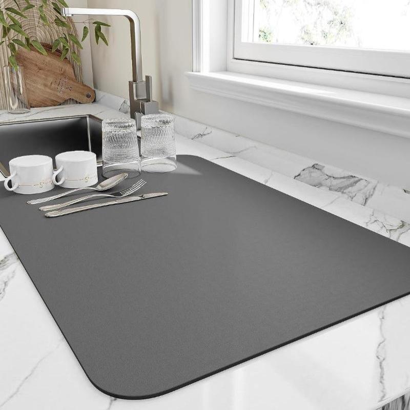 Super Absorbent Impermeable Kitchen Drainage Mat Heat Insulation Non Slip Dish Drying Pad For Tableware