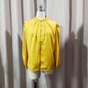 Women Shirt Stand Collar Puff Long Sleeve Buttons Placket Shirt Tops Pure Color Loose