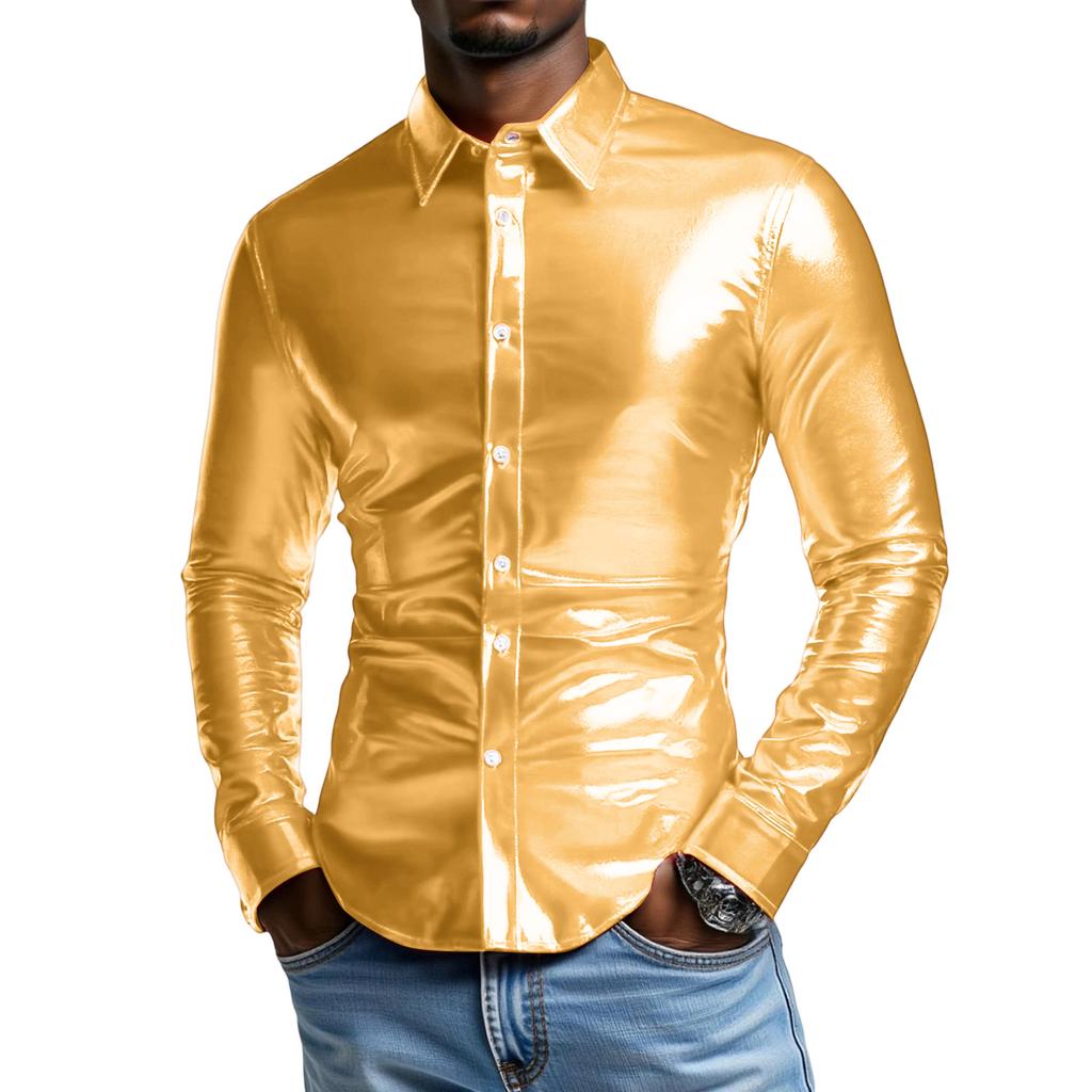 Men's   Fashion  Trend  Long  Sleeves  Flip   Collar  Shirt