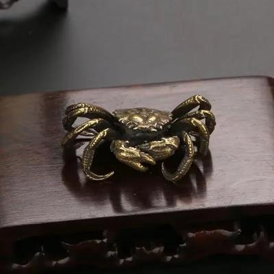 1 st Antik Brons Krabba Universal Handgjord Ren Mässing Krabba Ornament Skyddsset Tehusdjur Dekorationstillbehör