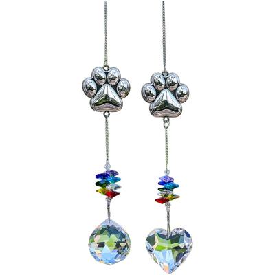 Pet Keepsake Ornament Glass Sun Catcher Paw Print Design Included Hanging Loop Memorial Keepsake Easy To Display