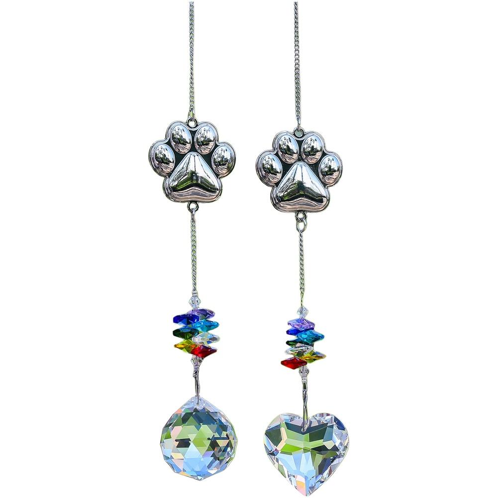 Pet Keepsake Ornament Glass Sun Catcher Paw Print Design Included Hanging Loop Memorial Keepsake Easy To Display