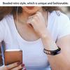 Retro Sports Watch Band Metal Beads Leather Wrist Watch Strap Replacement for   5 4