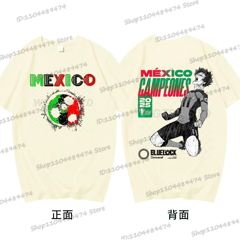Anime Blue Lock T-shirt Harajuku Yoichi Isagi Fans Gifts Shirt Cotton Fashion Soccer Lover Tees Blue Lock Go Mexico Trend Tshirt