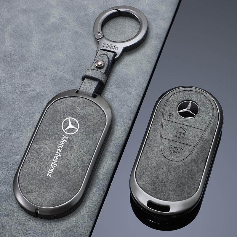 For Mercedes Benz C E S Class W223 W206 C260 C300 S400 S450 S500 Alloy Car Smart Remote Key Case Cover Leather Shell Fob Holder