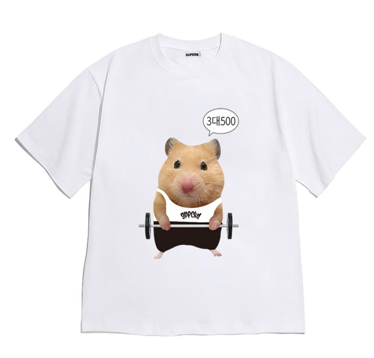 

Kawaii Gym Hamster Graphic TShirt Top Cute Workout Animal Print Short Sleeve Aesthetic Tee for Girls Boys Unisex Women Versatile S