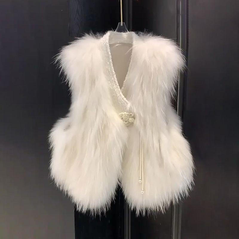 Chinese fashion fluff imitation fur vest jacket women's winter new design sense vest outside