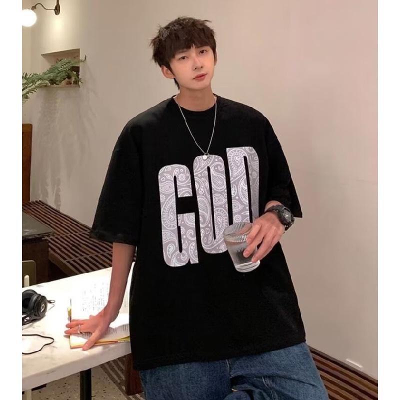 חולצות גברים קצרות שרוולים קצרים מכתב הדפסה גרפית טי מותג אופנה לגברים בגדי גברים גברים חולצות קז'ואל טי קיץ קוריאני רטרו חולצות עבור