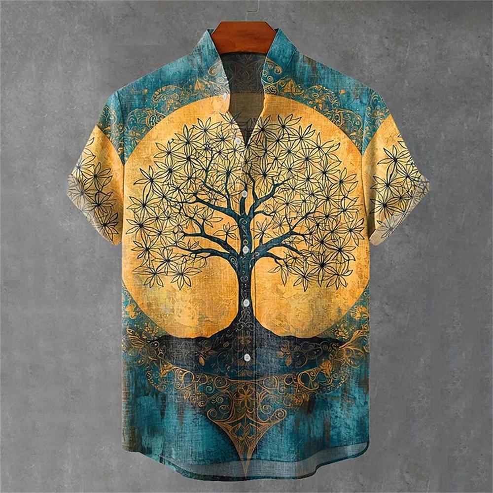 Men's Shirt 3D Retro Geometric Pattern Comfortable and Fashionable Short-sleeved Shirt Large Size Fast Delivery
