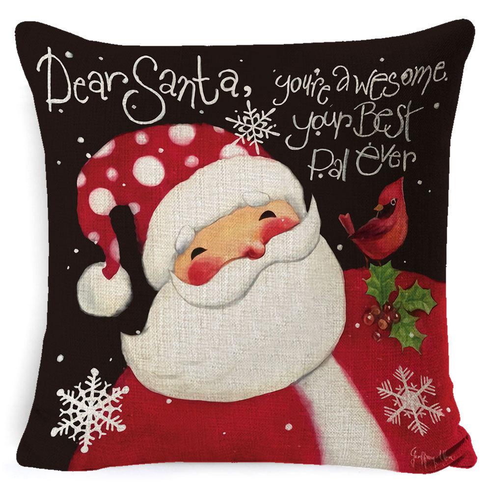 Christmas Celebration Pillow Elk Snowman Festive Cushion Cover Red Sofa Back Cushion Pillow Cover