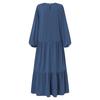 Minimalist Design Round Neck Pleated Loose Mid Length Long Sleeved Dress for Women Casual Dresses