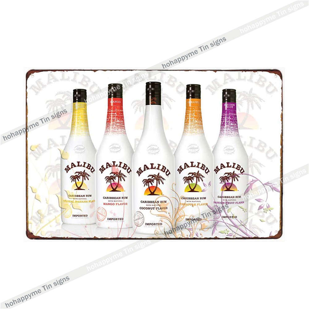Segno di Latta Malibu Rum Pittura Metallica Targhetta Per Bar Pub Club Caffè Decorazione Adesivo Murale Poster Famiglia Targhe 20x30cm