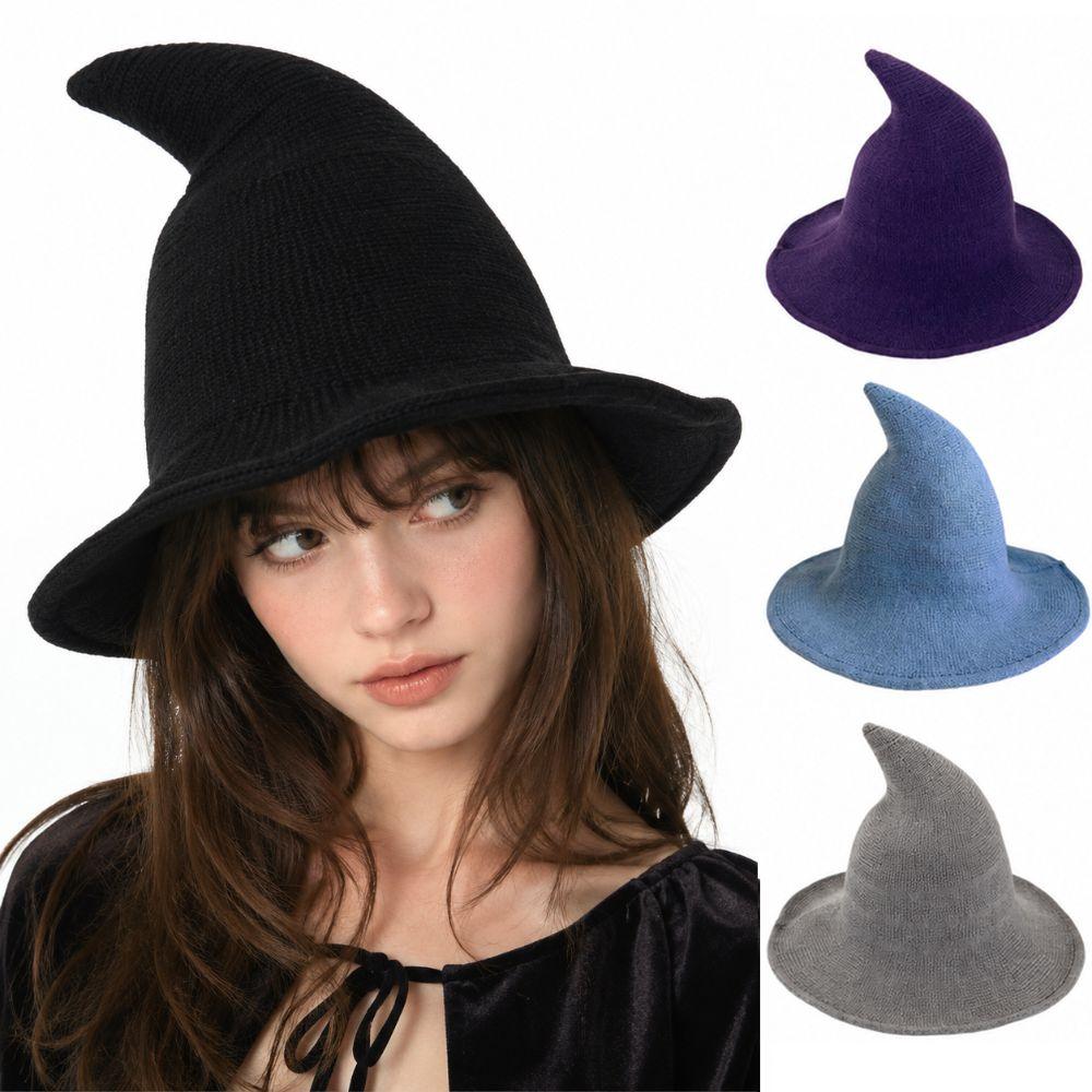 Solid Color Halloween Witch Hat High Quality Costume Hat Fashionable Magical Hat For Women