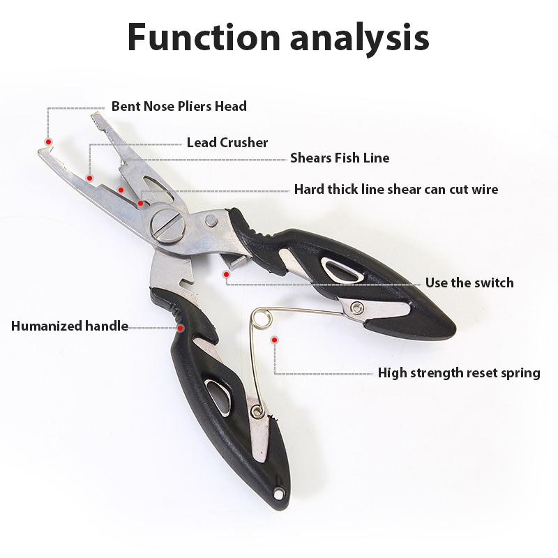 Fishing Pliers Tackle Gear Hook Recover Cutter Line Split Ring Fishing Tong