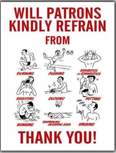 SWIMMING POOL RULES REFR Retro Metal Tin Sign Poster Plaque Garage Wall LargeAluminum 20x30cm（7.8x11.8inch）