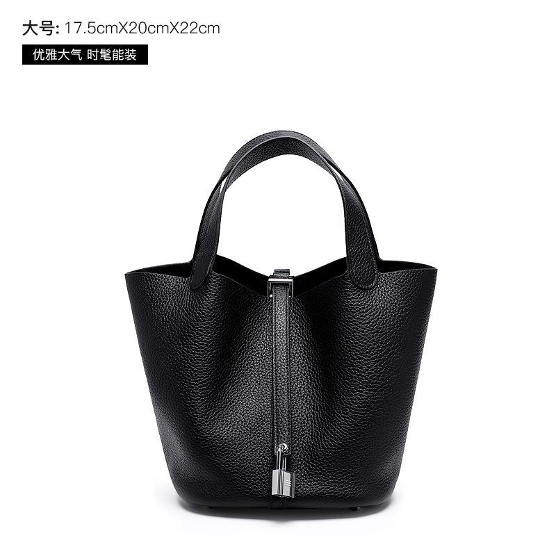 2025 Genuine Leather Women's Bag, New Top Layer Cowhide Handbag, Mother-Daughter Bag, Bucket Bag, Trendy Women's Bag