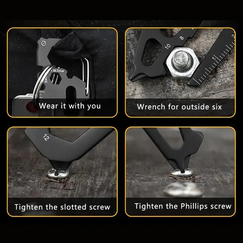 Outdoor Mountaineering Stainless Steel Tools Bottle Openers Key Clasps Multifunctional Card Tools Camping Hiking Accessories