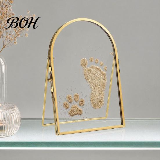 Pet Paw Memory Kit Baby Keepsake Frame, DIY Sea Sand Newborn Hand Footprint Kit, And Foot Craft Metal Pressed Picture Floating Cat Dog Print