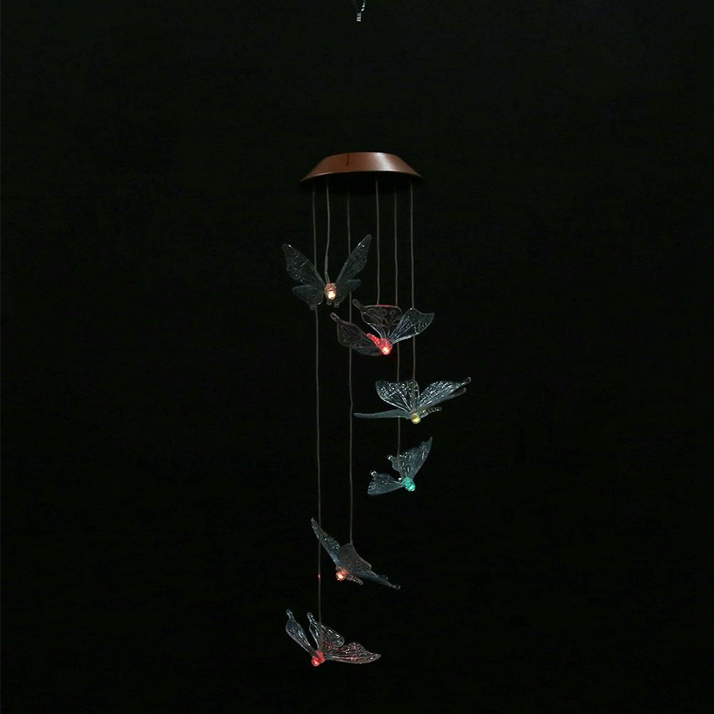 Wasserdichte LED-Solarpanel-Windspiele mit Schmetterlingen für den Außenbereich, Heim-Gartendekorationslicht (transparent)