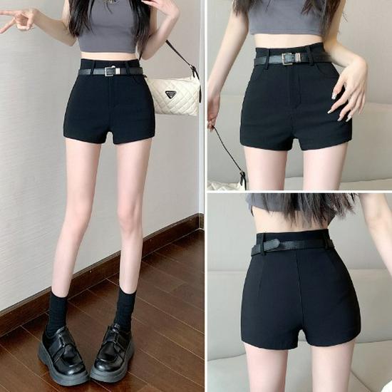 

Черные шорты с высокой талией А-силуэта, облегающие бедра, женские летние 2024, стройнящие S