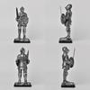 Medieval Knight Figurine, Vintage Resin Statue with Metallic Finish, Handcrafted Armor & Shield Details for Bookshelf, Office Desk Decor, Industrial